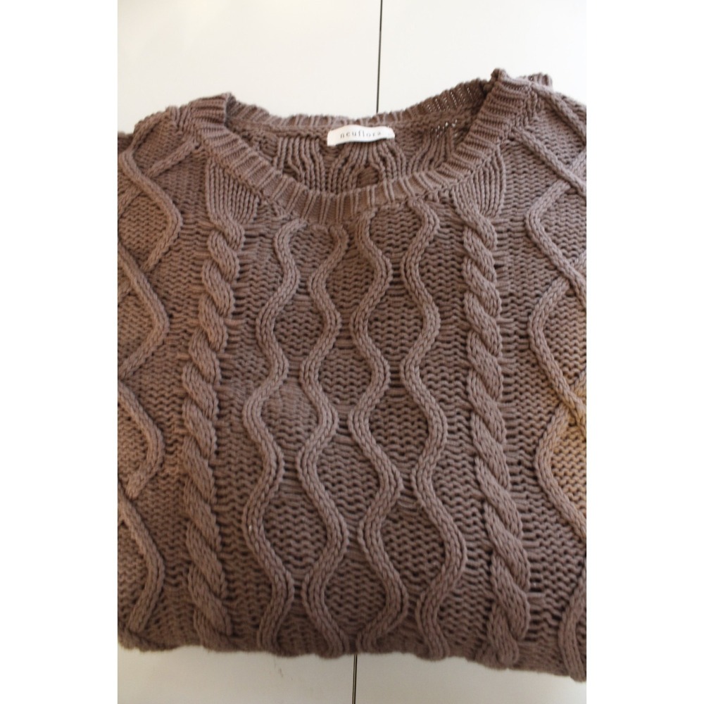 Neuflora oversized mocha long sleeve sweater‎ cozy cottage boho large cotton - Picture 4 of 7